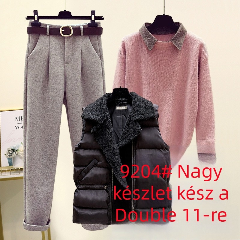 Női Chenille mellény polo gallérral és cipzárral, Spandex <30%
