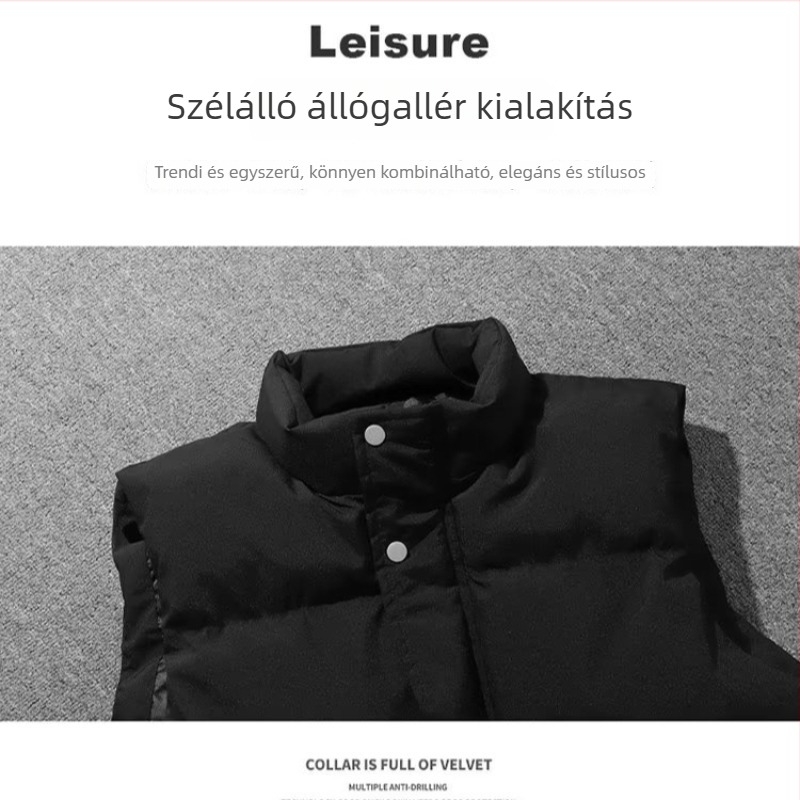 Chenille- és spandex anyagú mellény, álló gallérral, cipzárral, egyszínű
