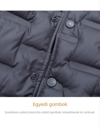 Férfi téli pehely mellény fleece béléssel, egygombos lezárás, 86–90% pehely, töltet <100 g, háromdimenziós patch zsebek