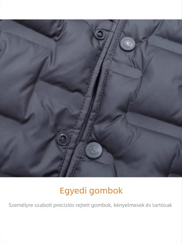 Férfi téli pehely mellény fleece béléssel, egygombos lezárás, 86–90% pehely, töltet <100 g, háromdimenziós patch zsebek