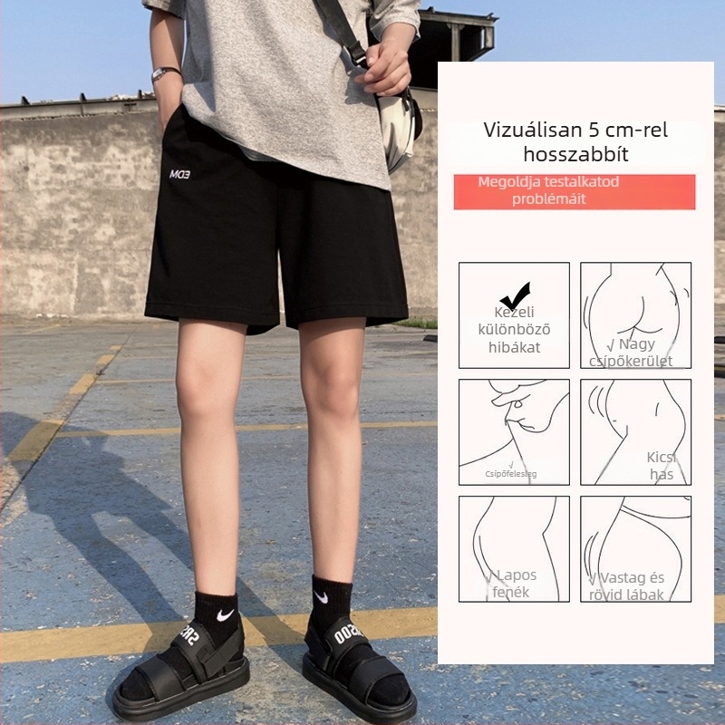Női pamut háromnegyedes rövidnadrág, magas derekú, laza szabás, hímzett részletek, városi stílus