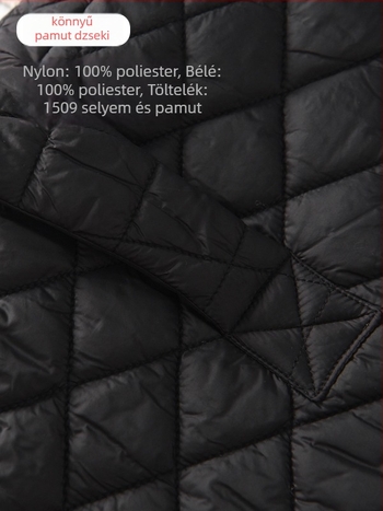 Női quiltelt pamut mellény álló gallérral - gyémánt mintázat, 95% poliészter, 2025 tél