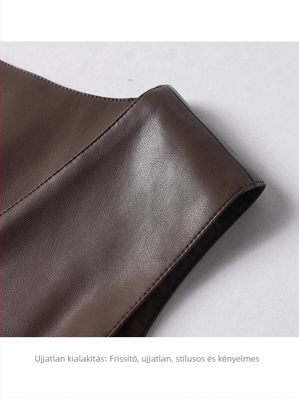 Női valódi báránybőr mellény, V-nyak, karcsú szabás, normál hossz, tavasz 2025