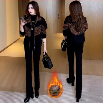 Női rövid kabát fleece béléses, leopard mintás, vastag téli kabát, laza szabású, cipzáras, polo gallér, hétköznapi stílus