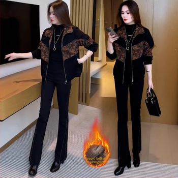 Női rövid kabát fleece béléses, leopard mintás, vastag téli kabát, laza szabású, cipzáras, polo gallér, hétköznapi stílus