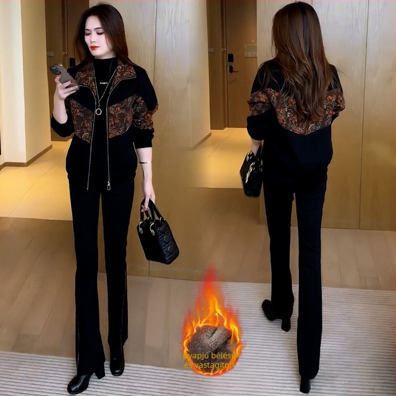 Női rövid kabát fleece béléses, leopard mintás, vastag téli kabát, laza szabású, cipzáras, polo gallér, hétköznapi stílus