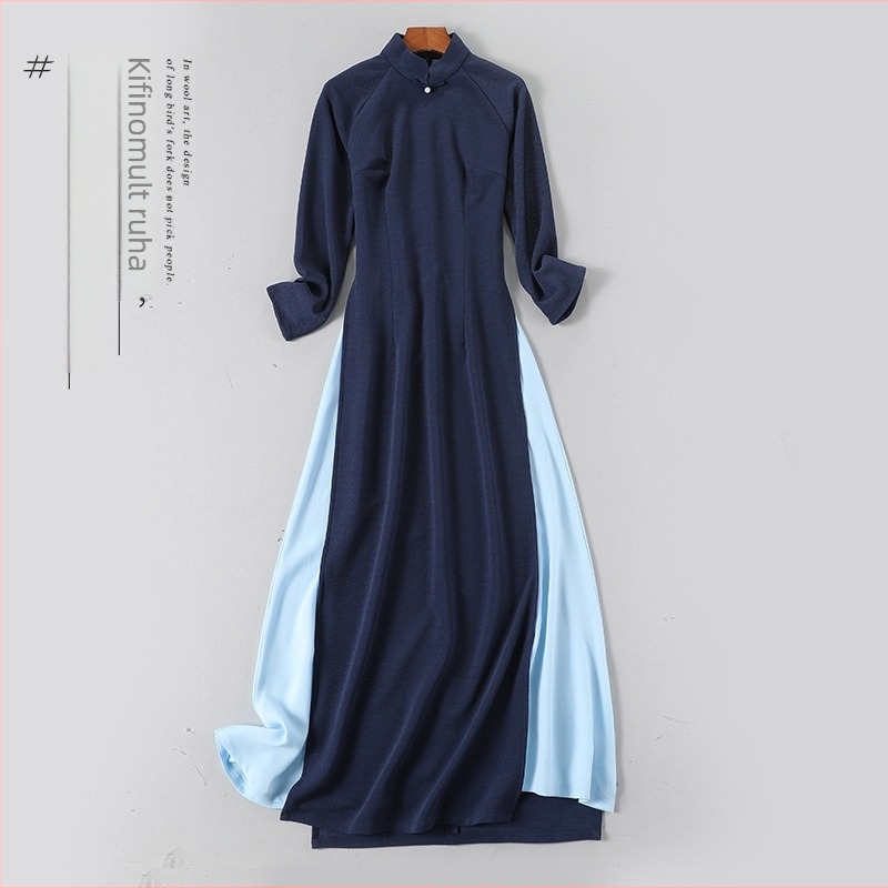 Kínai stílusú tea-dress retro Zen esztétikával, továbbfejlesztett dizájn, tündérsziluett, vastag verzió (anyag: pamut-keverék; fő anyag: poliészter; gallér nélkül; színpadi viselet; 2023 tavasz)