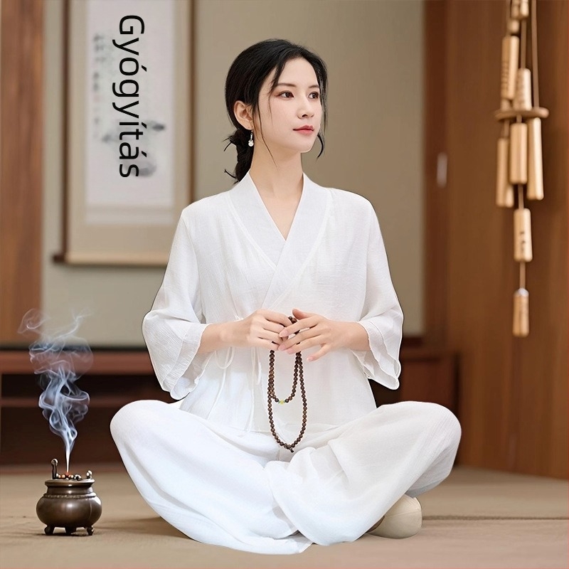 Női Zen stílusú meditációs ruhaszett piping-dal, poliészter anyagból, fő anyag tartalma <30%, 2025