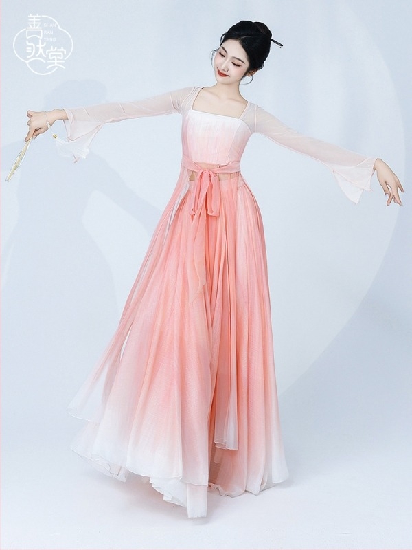 Kindness Hall Kínai Tánc Jelmez – Ru szoknya átlátszó voile felsővel, Nyár 2024, Fő anyag: Other, Összetétel: 95%+