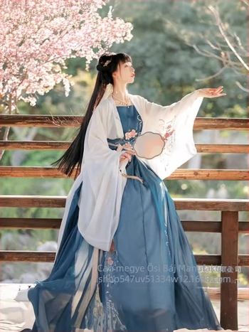 Hanfu-stílusú női derekig érő szoknya, kínai stílus, hímzett, poliészter keverék 96% poliészter, tavasz-nyár