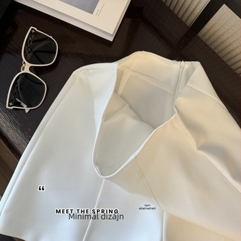 Női öltönynadrág, magas derekú, 3/4 hossz, poliészter, japán-koreai casual stílus, nyár 2025