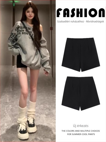 Női magas derekú, elasztikus rövidnadrág fleece bélésével, őszi-téli 2025 (Anyag: Spandex; Derék: Magas; Hossz: Rövidnadrág; Bélés: fleece; Elasztikusság: Magas)