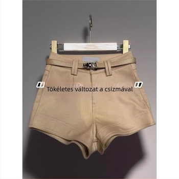 Női rövidnadrág csizmához, magas derék, 3/4 hossz, poliészter, mikroelasztikus