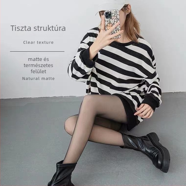 Női harisnyanadrág a látványos hatású, fehér j – nylon, fleece bélés, dupla rétegű vastagítás, csípőemelés és csúszásmentes, egyszínű mintázat
