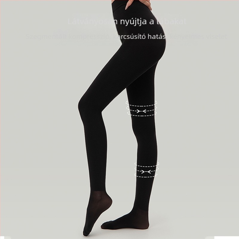 Női velúr formázó leggings, vastagított, nylon anyagból, mintázat nélküli