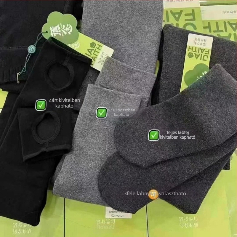 9811 Pamut harisnyanadrág fleece béléssel, karcsúsító, függőleges csíkokkal