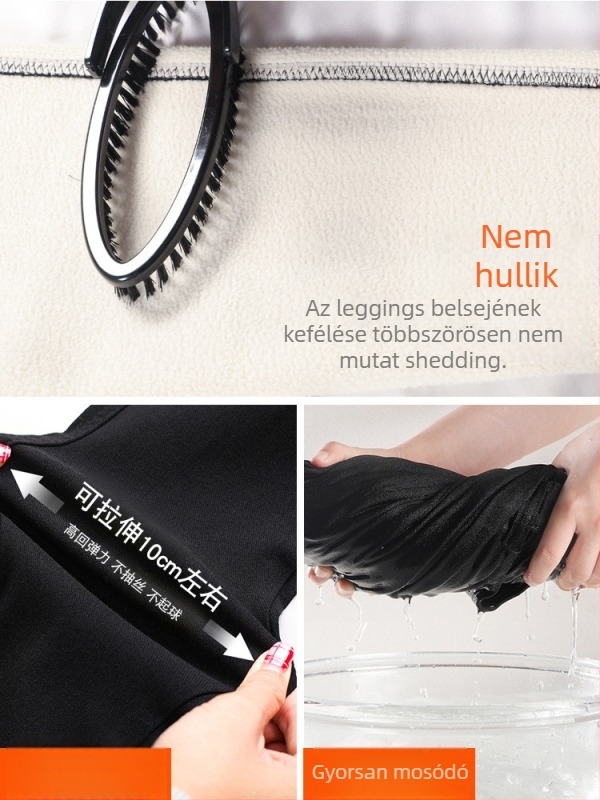 Női fleece-belsővel ellátott leggings 2026 őszi-téli, vastag meleg báránygyapjú-pamut keverék, fekete karcsú fazon