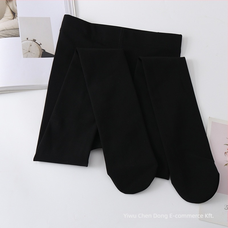 Női vastag fleece-béléssel ellátott leggings, magas derekú, nylon-poliészter keverék, nagy rugalmasság, egyrészes dizájn