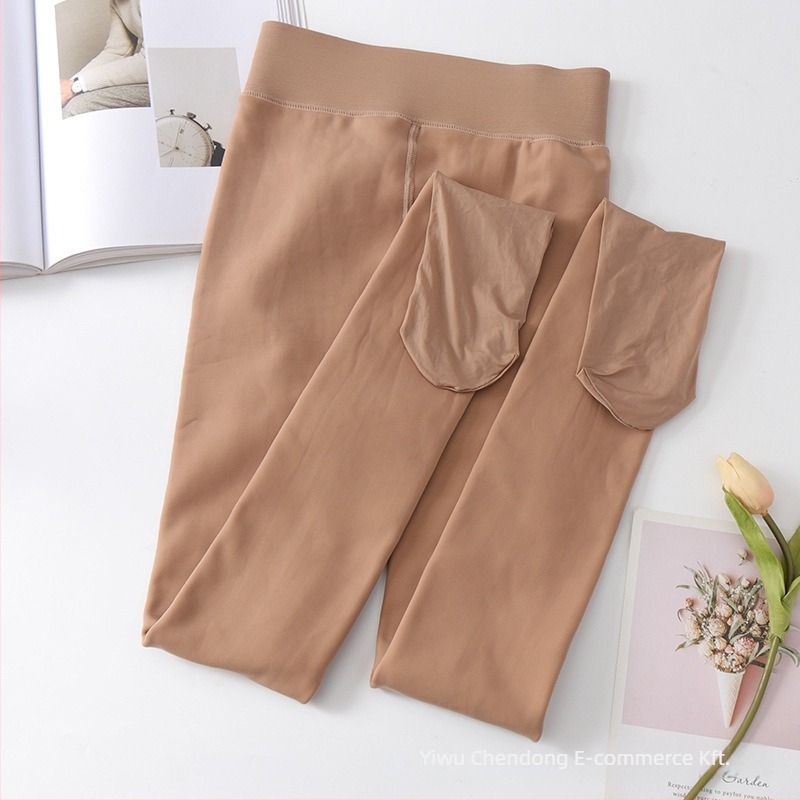 Női vastag fleece-béléssel ellátott leggings, magas derekú, nylon-poliészter keverék, nagy rugalmasság, egyrészes dizájn