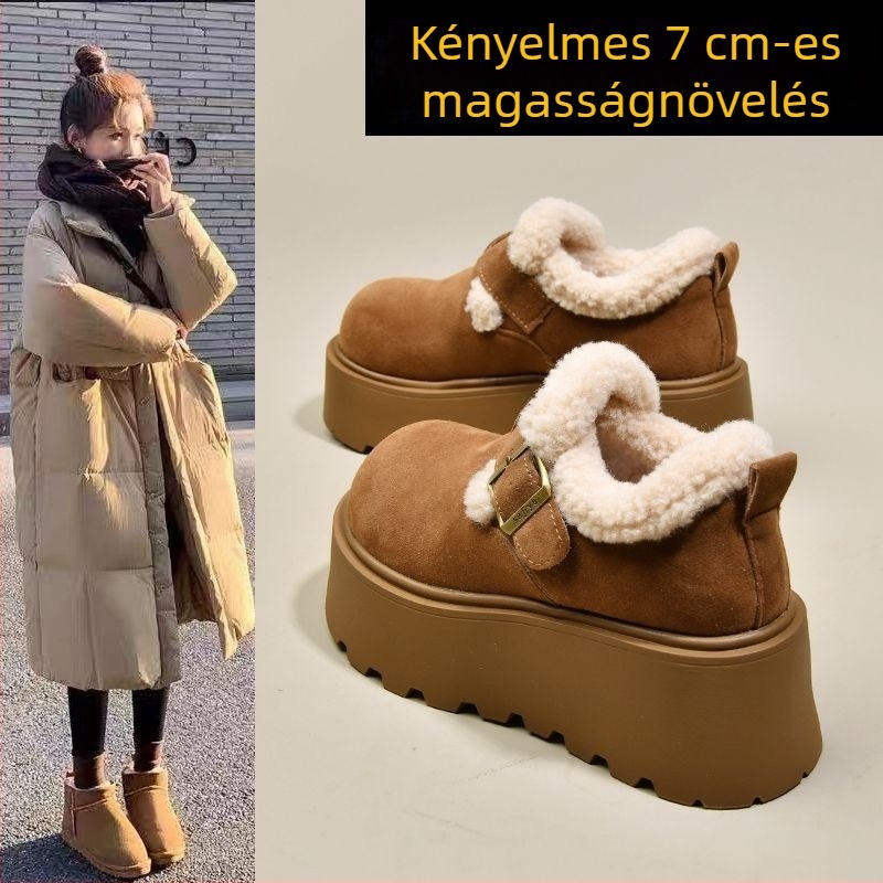 Női téli hócsizma PU felsőrésszel, bolyhos bélés, magas szár, gumírozott talp, tél 2025