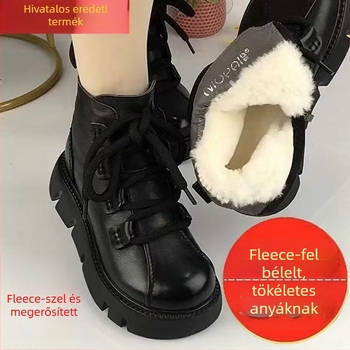 Női téli csizma PU bőrből, külső PU bőr, belső pamutszövet, gumitalp, középmagas sarok 3–5 cm, oldalsó cipzár