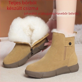 Női vízálló hócsizma fleece-béléssel, vastag talppal, középmagas szár, oldalsó cipzárral