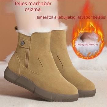 Női vízálló hócsizma fleece-béléssel, vastag talppal, középmagas szár, oldalsó cipzárral