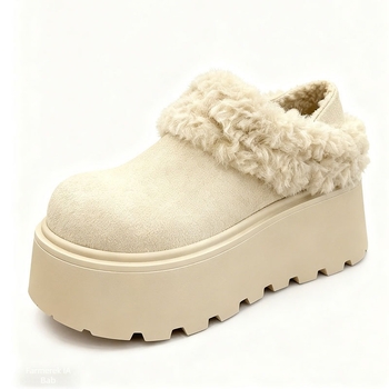 Női téli Birkenstock-stílusú csizmák (6-8 cm magas sarok, PU felső rész, bolyhos bélés, gumi talp)