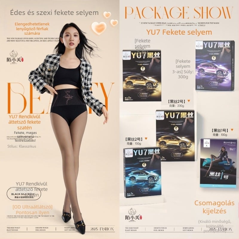 Nylon harisnya magas derekú formázó és fenékemelő hatással, közepes vastagságú, lábbal