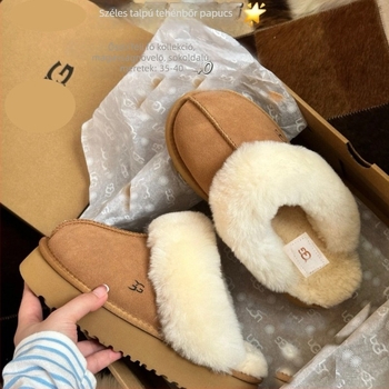Női slip-on csizma szőrme bélésével, vastag habos talppal, kerek orr, alacsony szár, téli viselet