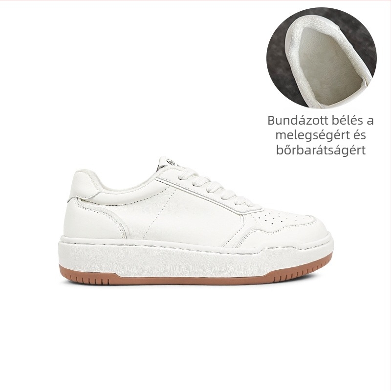 Toutou Női báránybőr casual cipő, vastag platformtalp, 3–5 cm, kerek orr, fűzőkkel, belső báránybőr + háló