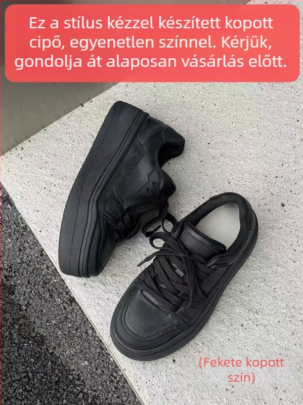 Női mindennapi sportcipő vastag talppal, felsőrész split bőrből, elöl fűzőzárás, gumi talp, alacsony profilú
