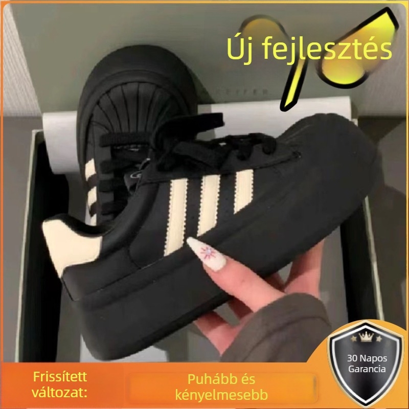 Női Shell Toe tornacipő, vastag talppal, mindennapi sportcipő, alacsony boka, fűzővel