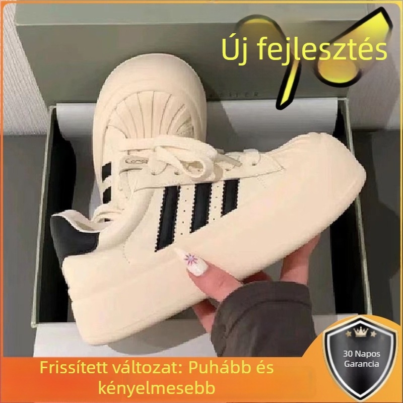 Női Shell Toe tornacipő, vastag talppal, mindennapi sportcipő, alacsony boka, fűzővel