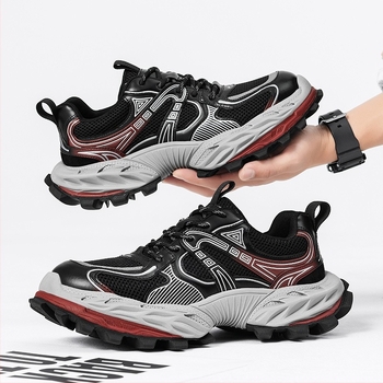 Sportos stílusú mesh cipő, légáteresztő, kötős, alacsony szárú, vastag talp 3-5 cm