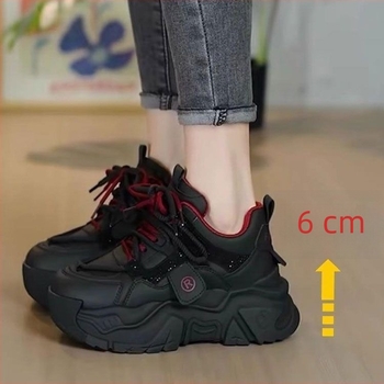 Női platform cipő, dad shoe stílus, könnyű, vászon felsőrész, TPU talp, csatos zárás, belső emeléssel, téli viselet