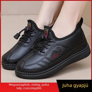 Juhgyapjú téli vízálló cipő fleece-béléssel, meleg idős korúaknak, csúszásmentes talp, könnyű