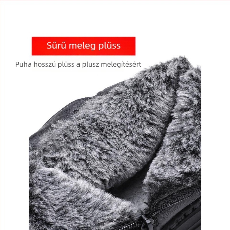 Női pamut téli cipő meleg plüss belsővel; felsőrész: borjúbőr; belső: mesterséges plüss; talp: gumi; nyitás: középméretű 7–11 cm