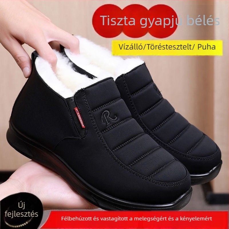 Téli női cipő szintetikus bőr felsőrésszel, pamut belsővel, gumitalppal, vízálló és csúszásmentes, alacsony sarka 1–3 cm