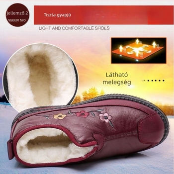 Idős nőknek szánt téli cipő mikroszálas felsőrésszel, gyapjú belső és talpbetét, anti-slip PU talp