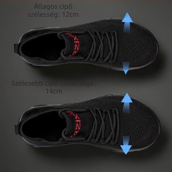 Uniszex futócipő textile felsőrésszel, kerek orrú, 3–5 cm sarkú, elülső pántos zárás, őszre