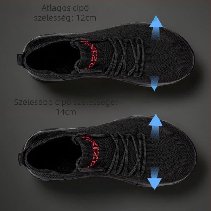 Uniszex futócipő textile felsőrésszel, kerek orrú, 3–5 cm sarkú, elülső pántos zárás, őszre