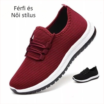 Felnőtt férfiak és nők számára textilből készült slip-on cipő, felső hálós mintázat, műanyag talp, alacsony sarok 1–3 cm, textil belső talp