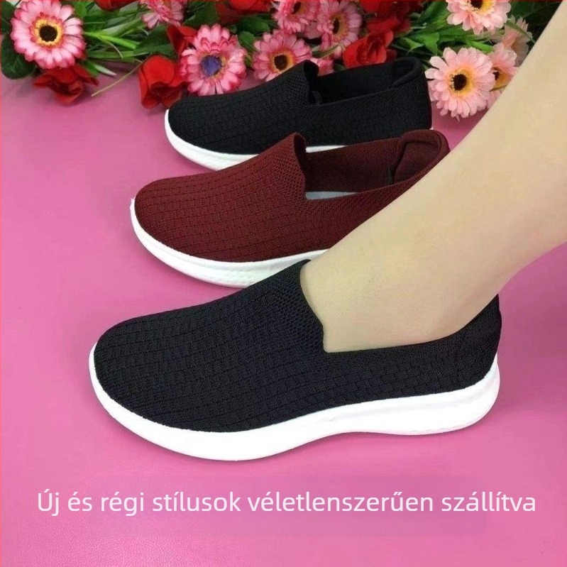Női sétálócipők elasztikus felsőrésszel, könnyűek, csúszásmentes talppal, hegyes orrú, nyári viselet