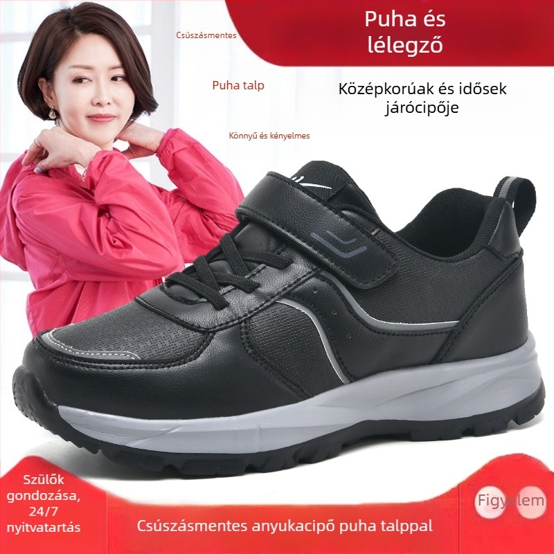 Double Star Uniszex téli sétálócipő szintetikus bőrből, vízálló, csúszásmentes puha talp, Velcro-zárás