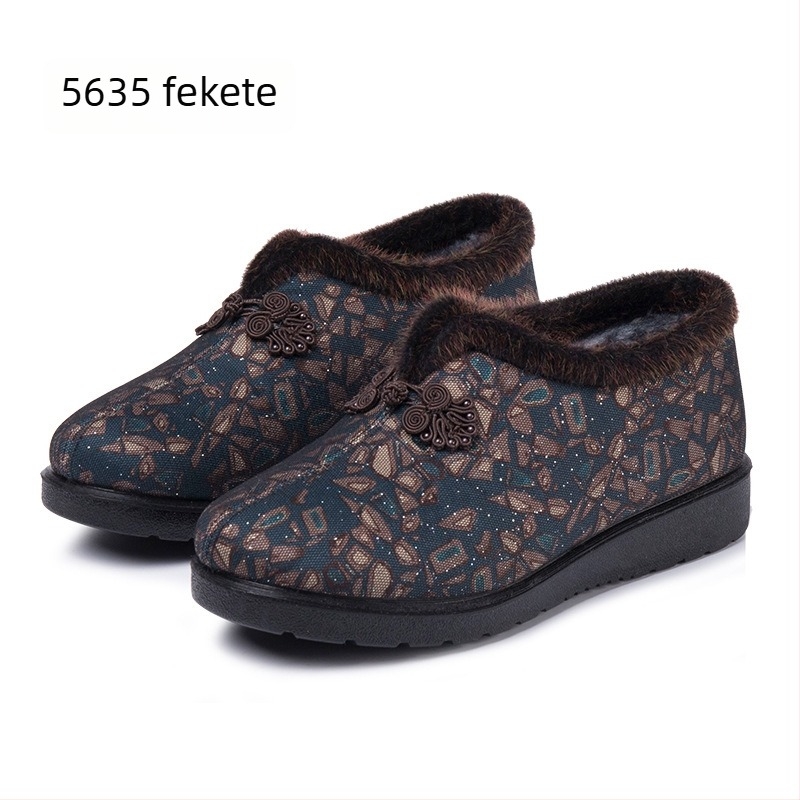 Női téli pamutcipő plüss béléssel, alacsony felsőrésszel, gumitalppal, meleg