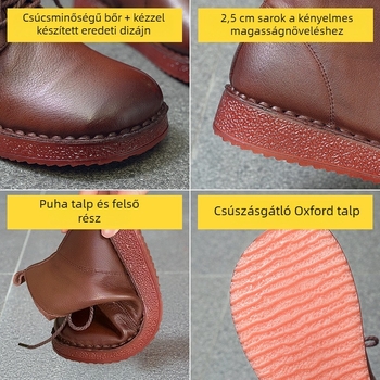 Pamut cipő fleece-béléssel – vintage stílus, középmagas felsőrész, elől kötős zárás, alacsony sarok, felső marhabőrből