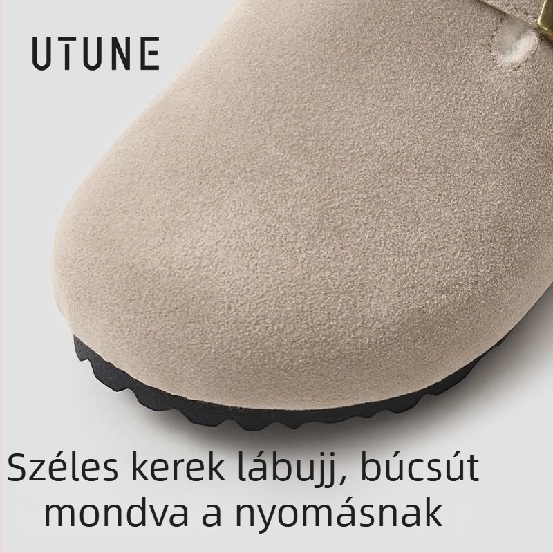 Női mules fleece béléssel, szintetikus bőr felső, belső műszõrmés bélés, TPR talp, slip-on, 0–3 cm talpvastagság