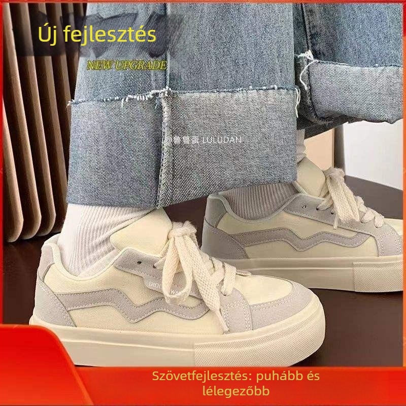 Vászoncipő vastag talppal, légáteresztő, fűzővel, alacsony szárú
