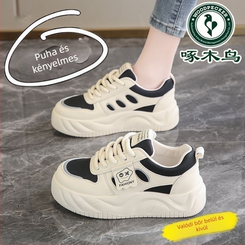 Nőknek szóló mindennapi casual sneaker, felső rész split bőrrel, fűzőzár, 0–1 cm sarok, gumitalp.